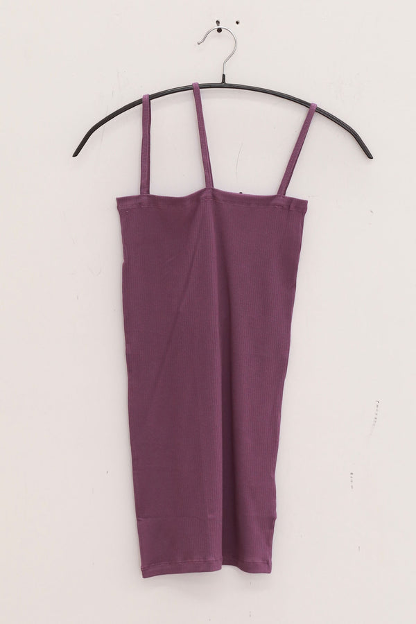 BASERANGE ribbed cotton camisole from the TONI and TOTV collections. Made in Portugal. BAS-TTNI-CR-AU25-VENET PURPLE (TONI TTNI)